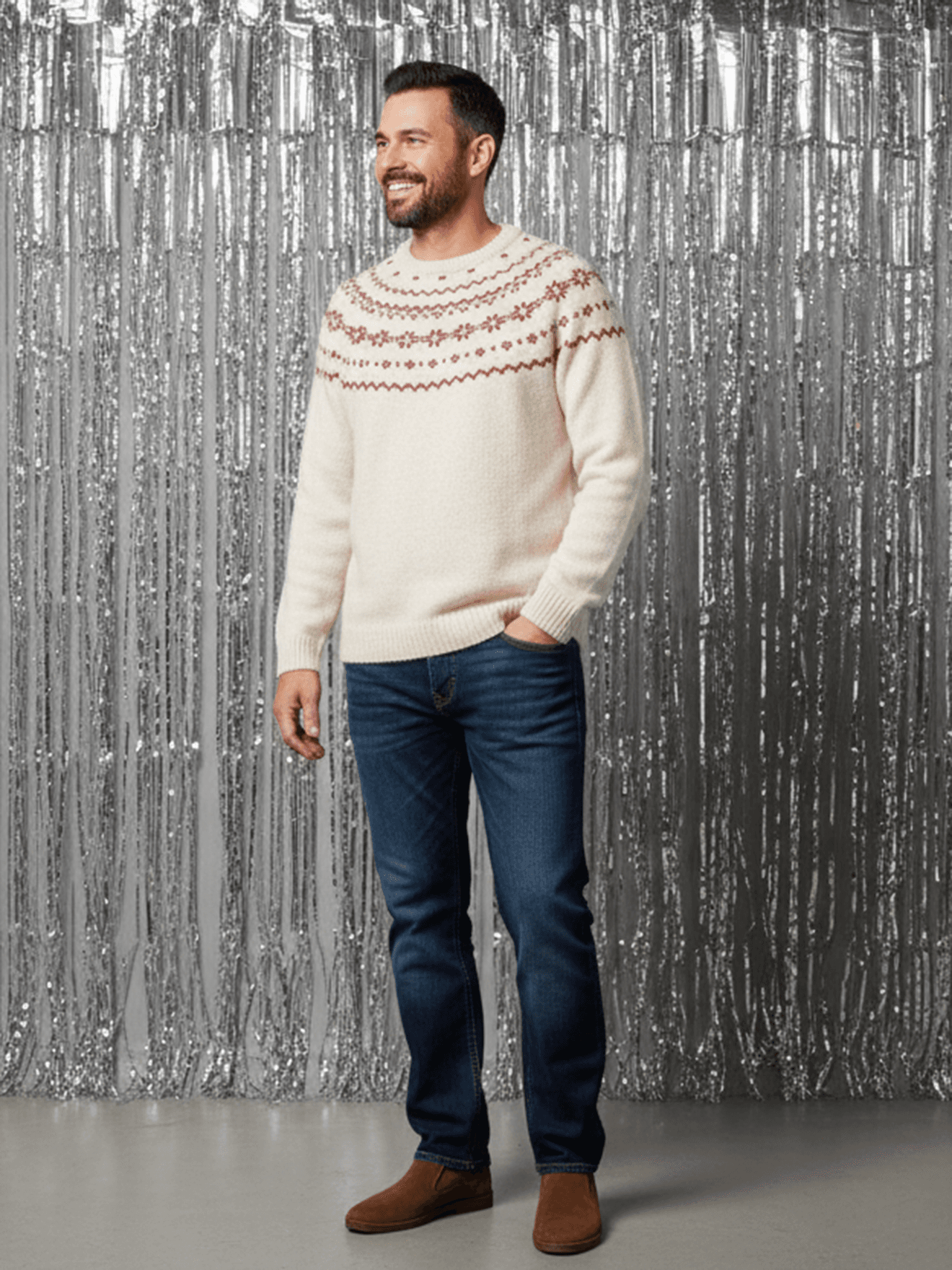 Pull jacquard homme noël capsule famille écru - image 2