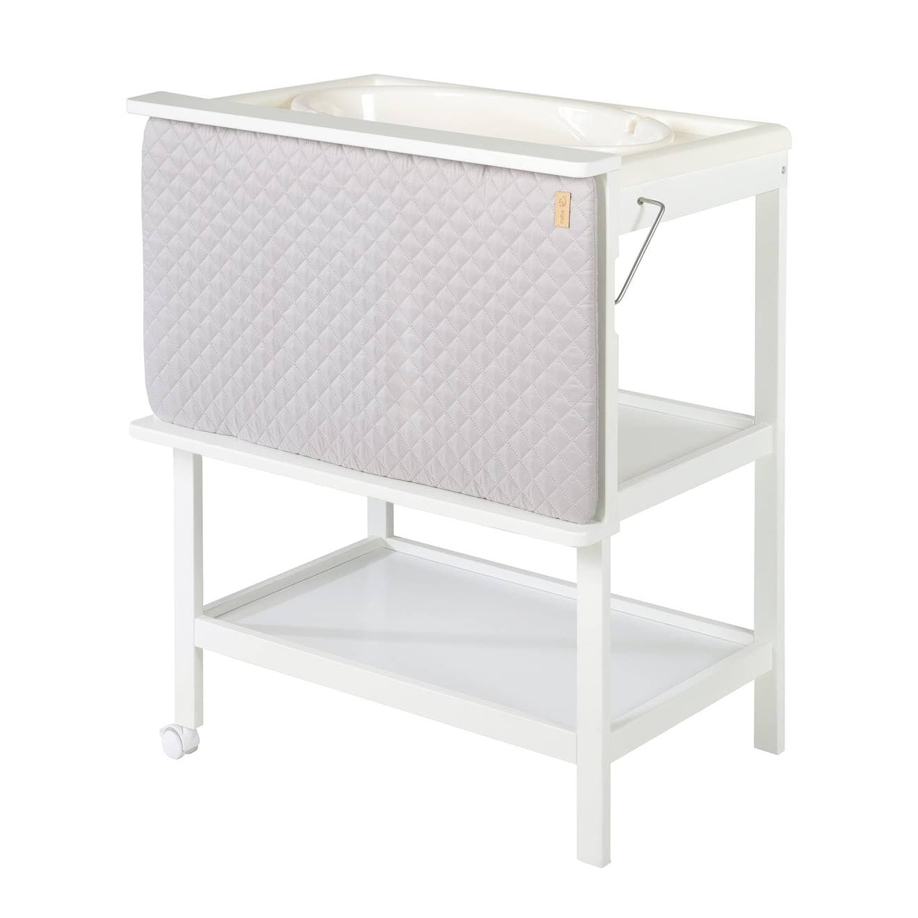 Table À Langer Avec Baignoire 2en1 + Matelas À Langer Déperlant Blanc / Gris Argenté - image 2