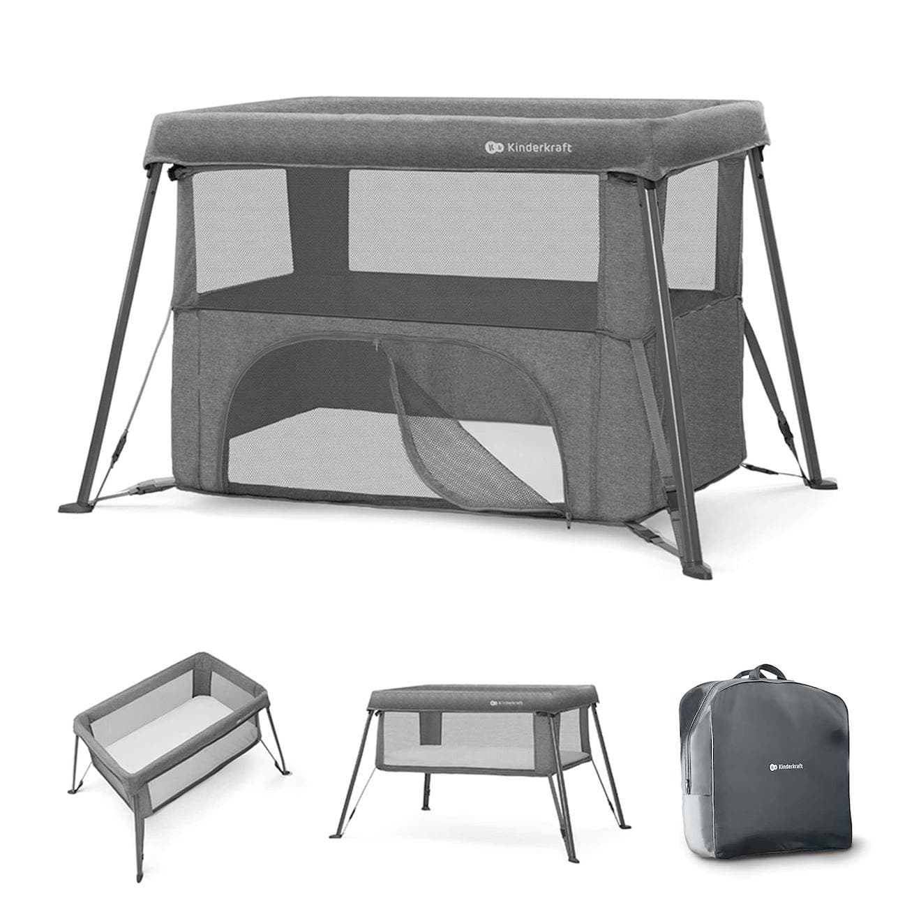 Lit De Camping Pliant Bébé 3 En 1 Avec Fonction Évolutive Grey - image 2