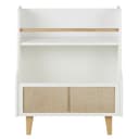 Range-livres blanc et cannage rotin