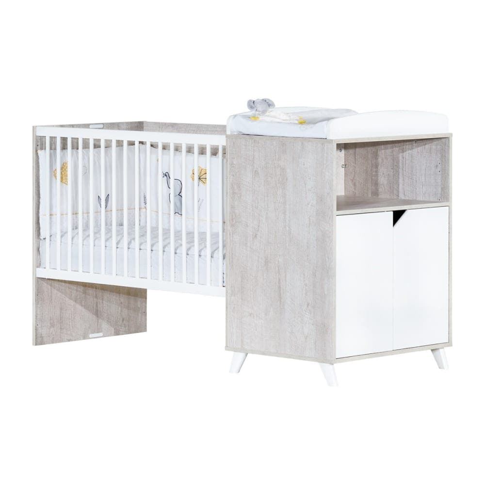 Lit bébé combiné évolutif Scandi gris (60 x 120 cm)