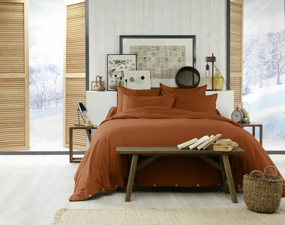 Housse de couette flanelle uni