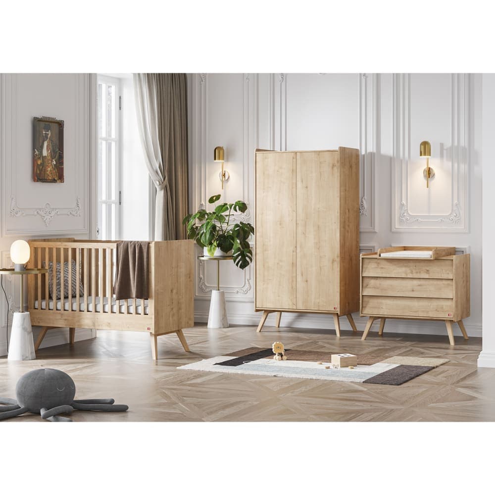 Chambre bébé : Trio - lit bébé 60x120 commode armoire beige - image 2