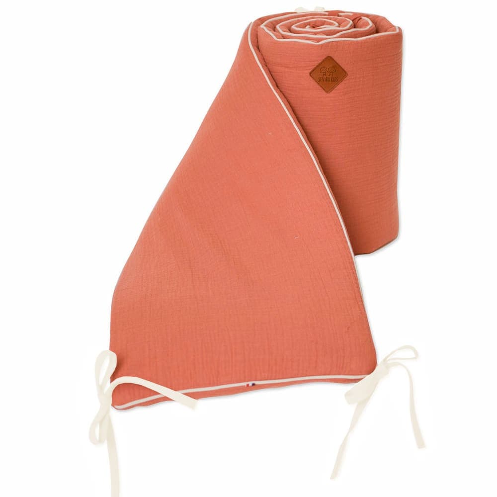 Tour de lit bébé universel gaze de coton terracotta 210x30 cm