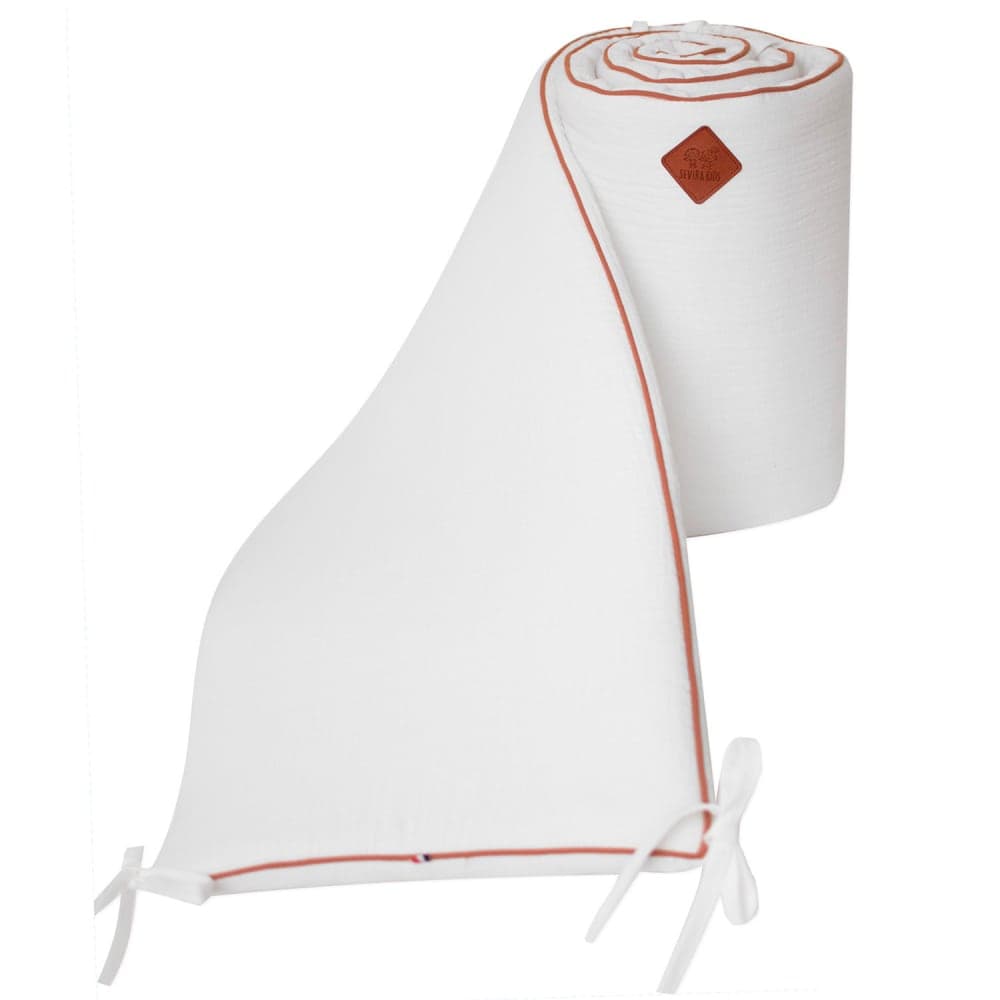 Tour de lit bébé universel gaze de coton blanc 210x30 cm