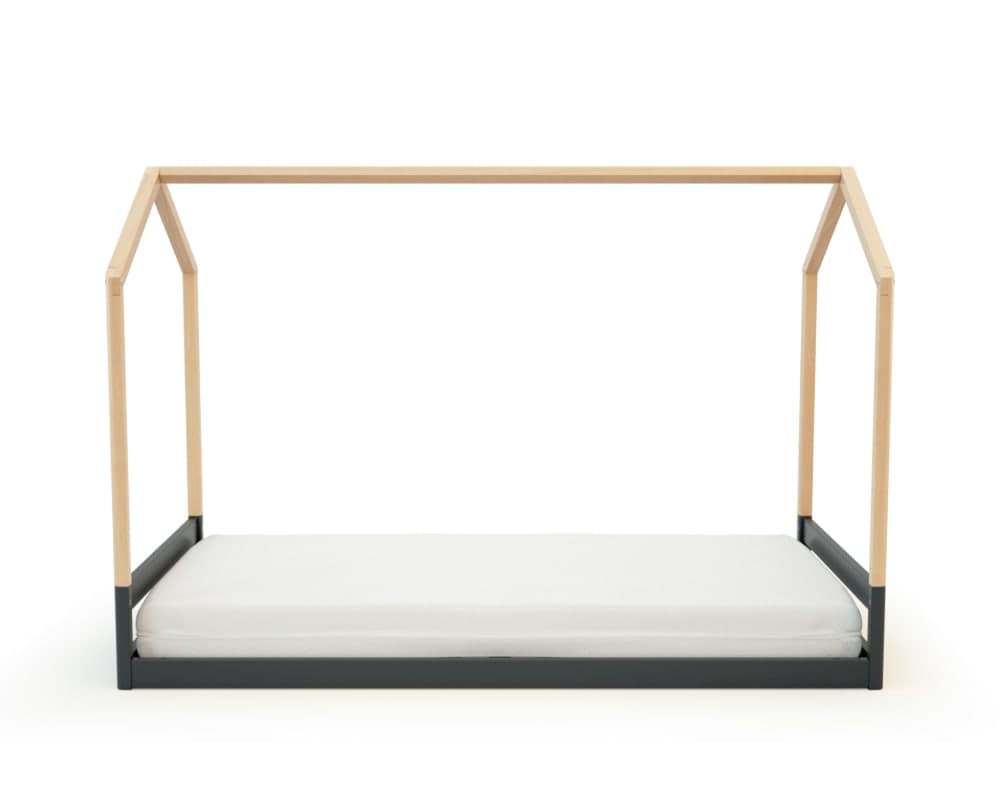 Lit cabane bébé évolutif Gris Graphite et Hêtre Verni 70 x 140 cm - image 3