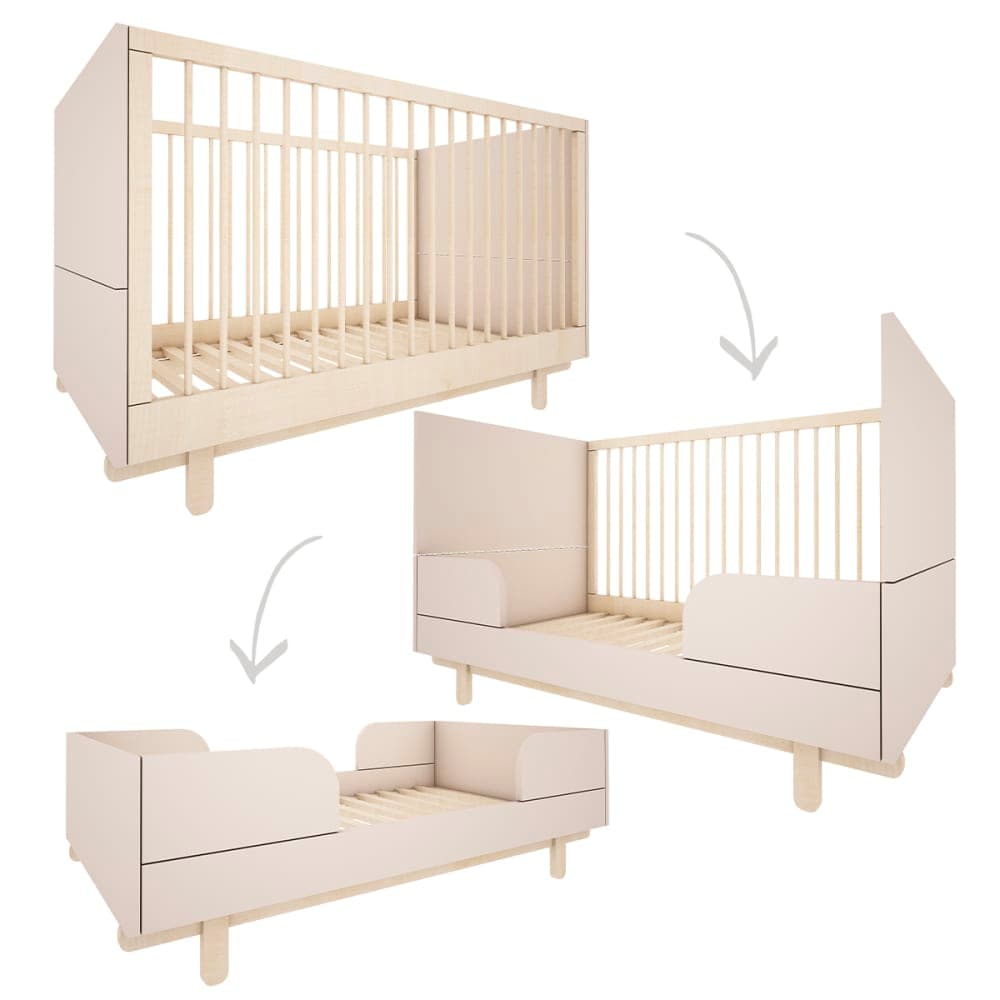 Chambre bébé : Duo - Lit évolutif 70x140 commode 3 tiroirs beige - image 2