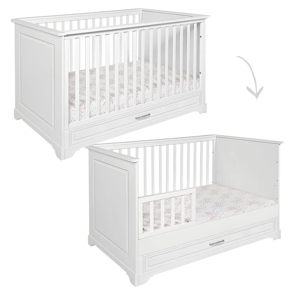 Chambre bébé : Duo - Lit évolutif 70x140 armoire 2 portes blanc - image 2