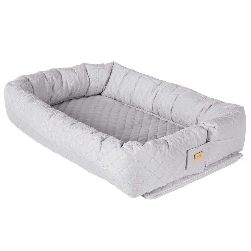 Cale bébé et réducteur de lit 3en1 en polyester gris argenté