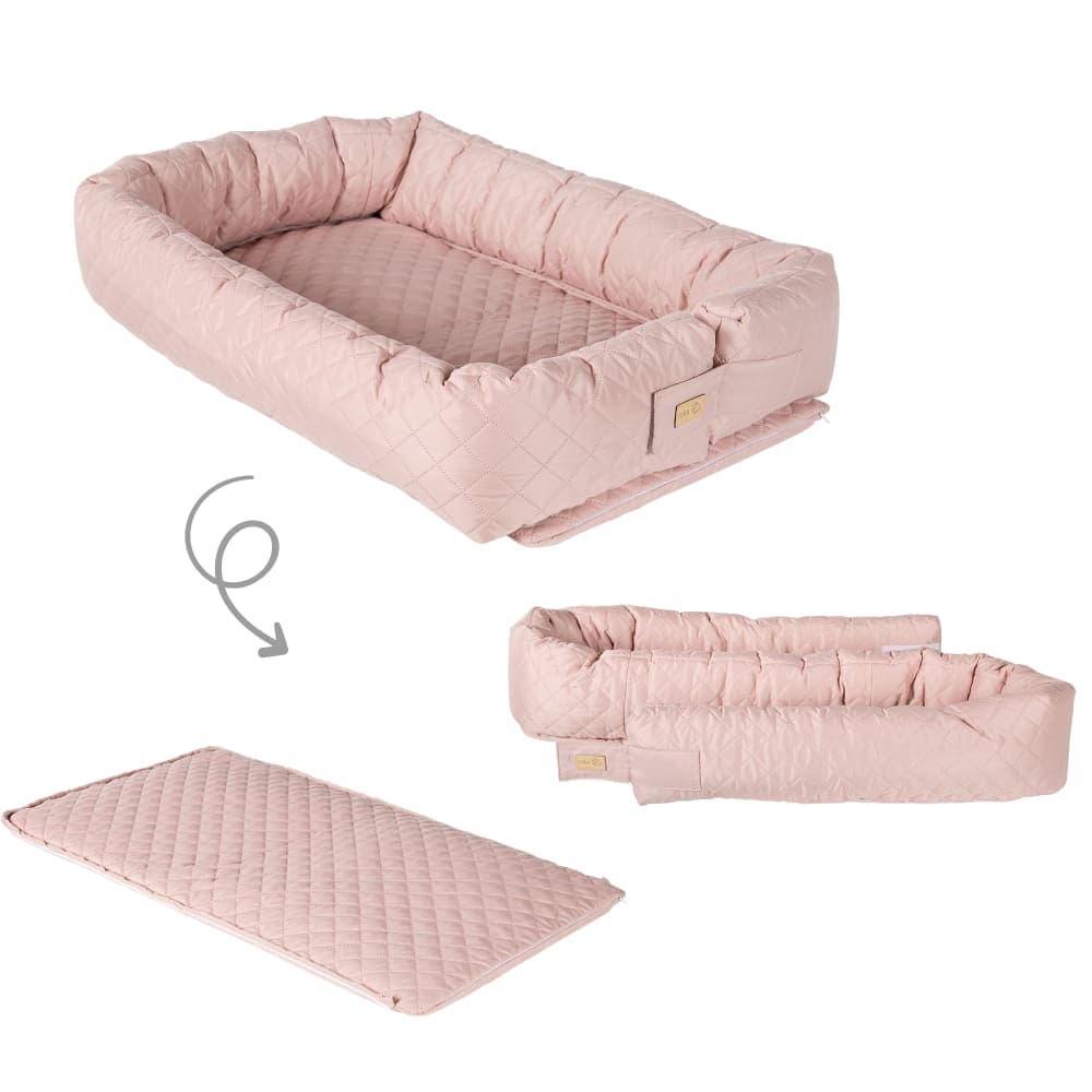 Cale bébé et réducteur de lit 3en1 en polyester rose - image 2