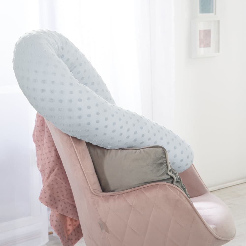 Coussin d'allaitement et tour de lit bébé en coton bio bleu - image 2