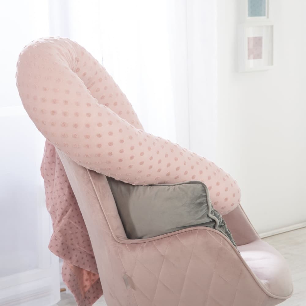 Coussin d'allaitement et tour de lit bébé 170 cm en coton bio rose - image 2