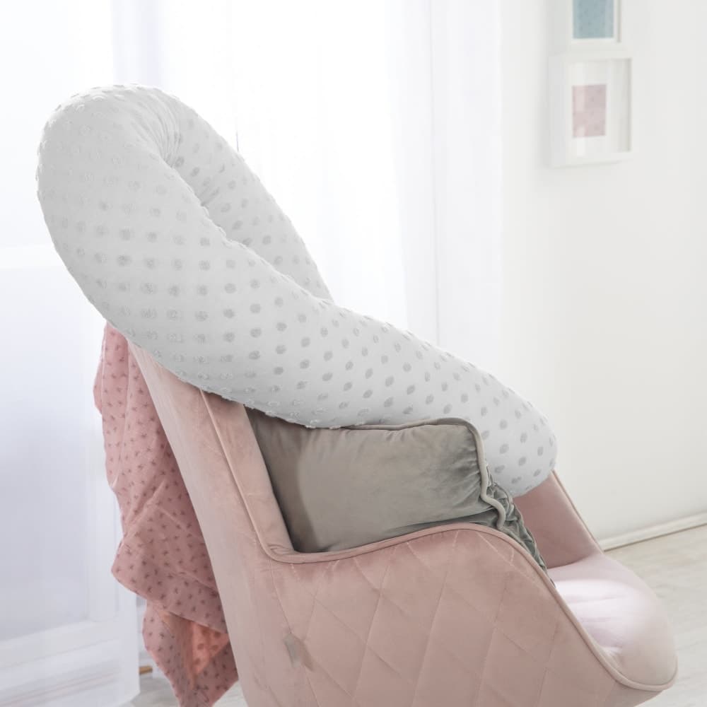 Coussin d'allaitement et tour de lit bébé 170 cm en coton bio gris - image 2
