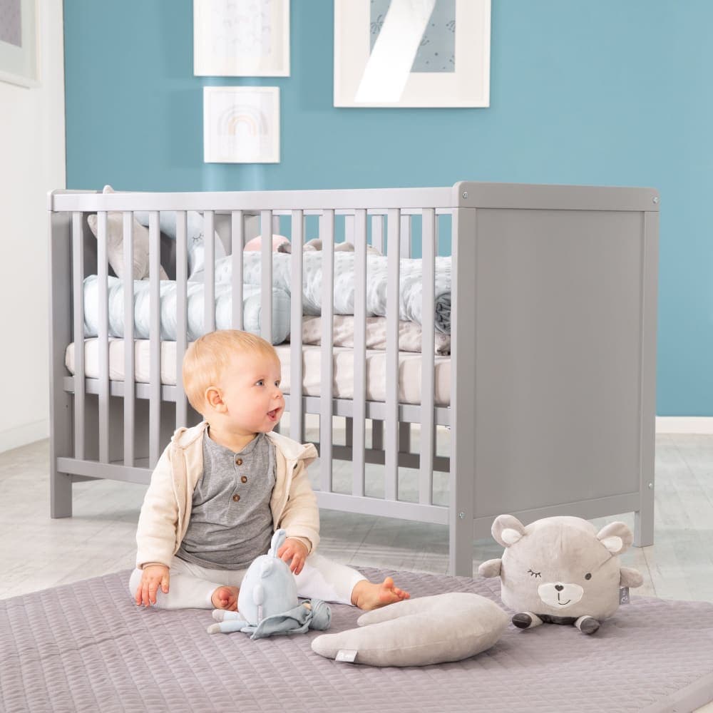 Lit bébé 60 x 120 cm taupe avec matelas - image 2