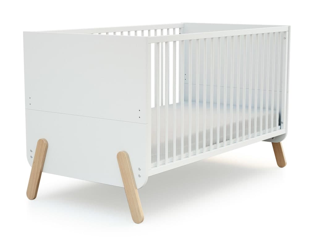 Lit bébé évolutif, commode à langer et armoire Blanc Hêtre Verni - image 2
