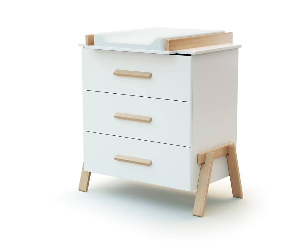 Chambre bébé lit, commode à langer 3 tiroirs et armoire bois - image 3