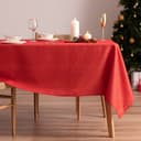 Nappe de Noël en coton rouge-doré 155x100 cm