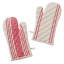 Set de 2 gants de cuisine beige et rouge en coton