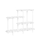 Table console avec étagère asymétrique à 4 niveaux effet bois blanc