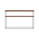 Console 2 plateaux en chêne massif brun pieds métal L120cm