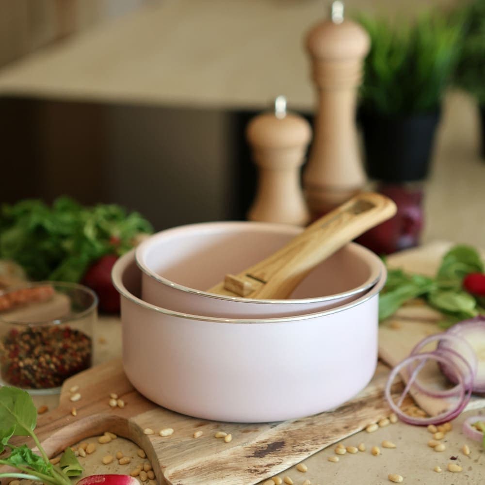 Lot de 2 casseroles roses en céramique - Idéal pour tous feux - image 2