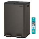 Poubelle de cuisine 2 x 30 l 2 compartiments poubelle à pédale gris