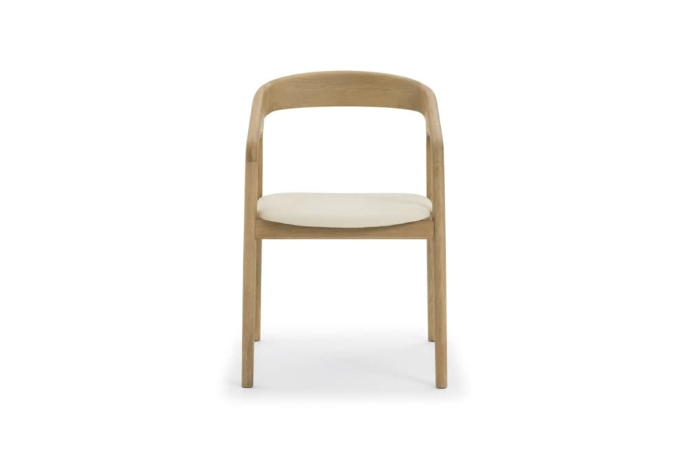 Chaise en chêne massif, cuir vegan beige - image 3