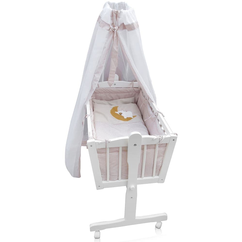 Lit bébé avec roulettes, Beige 100 x 77cm - image 2