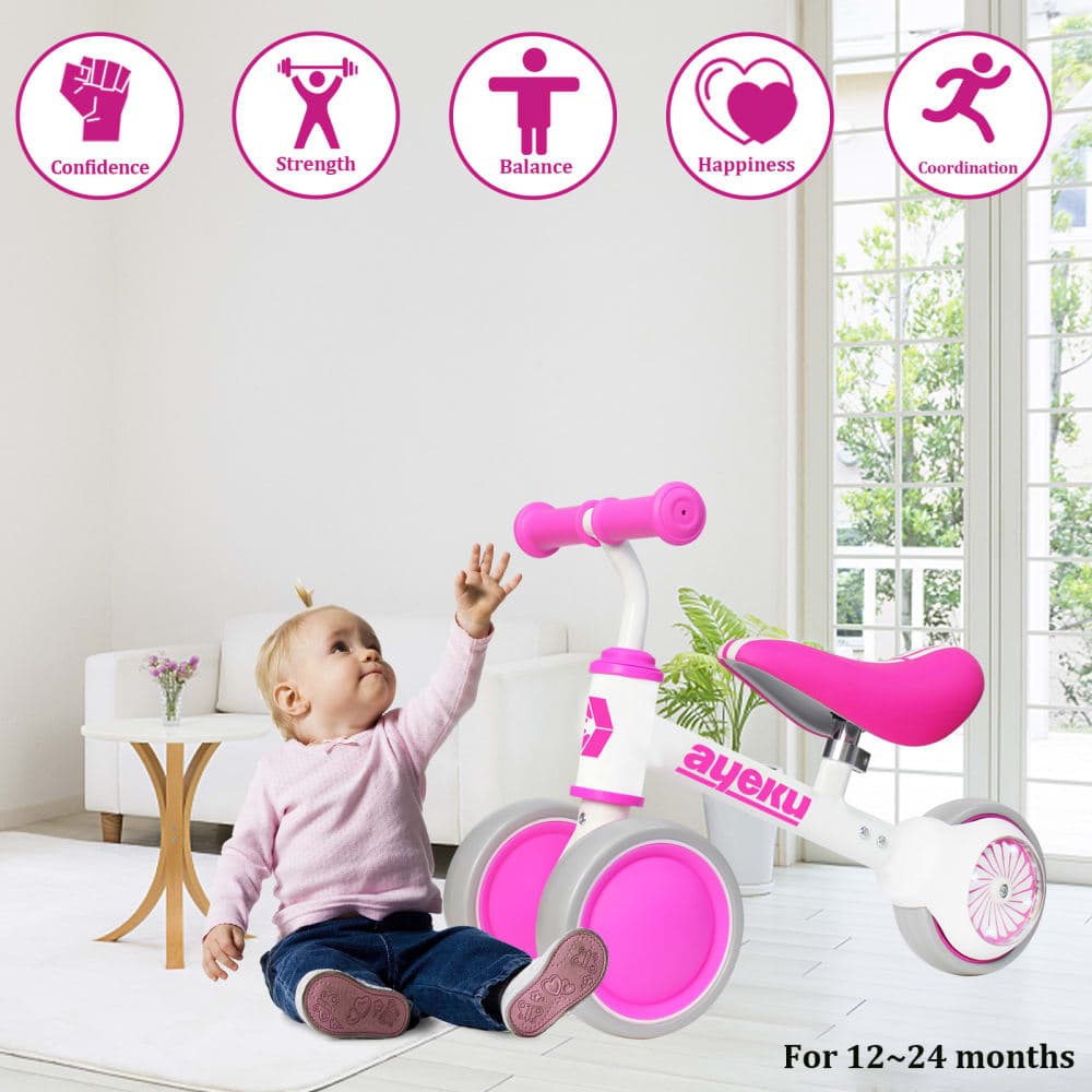 Vélo d’équilibre LED lumineuse 1–3 ans, 36cm, Rose - image 2