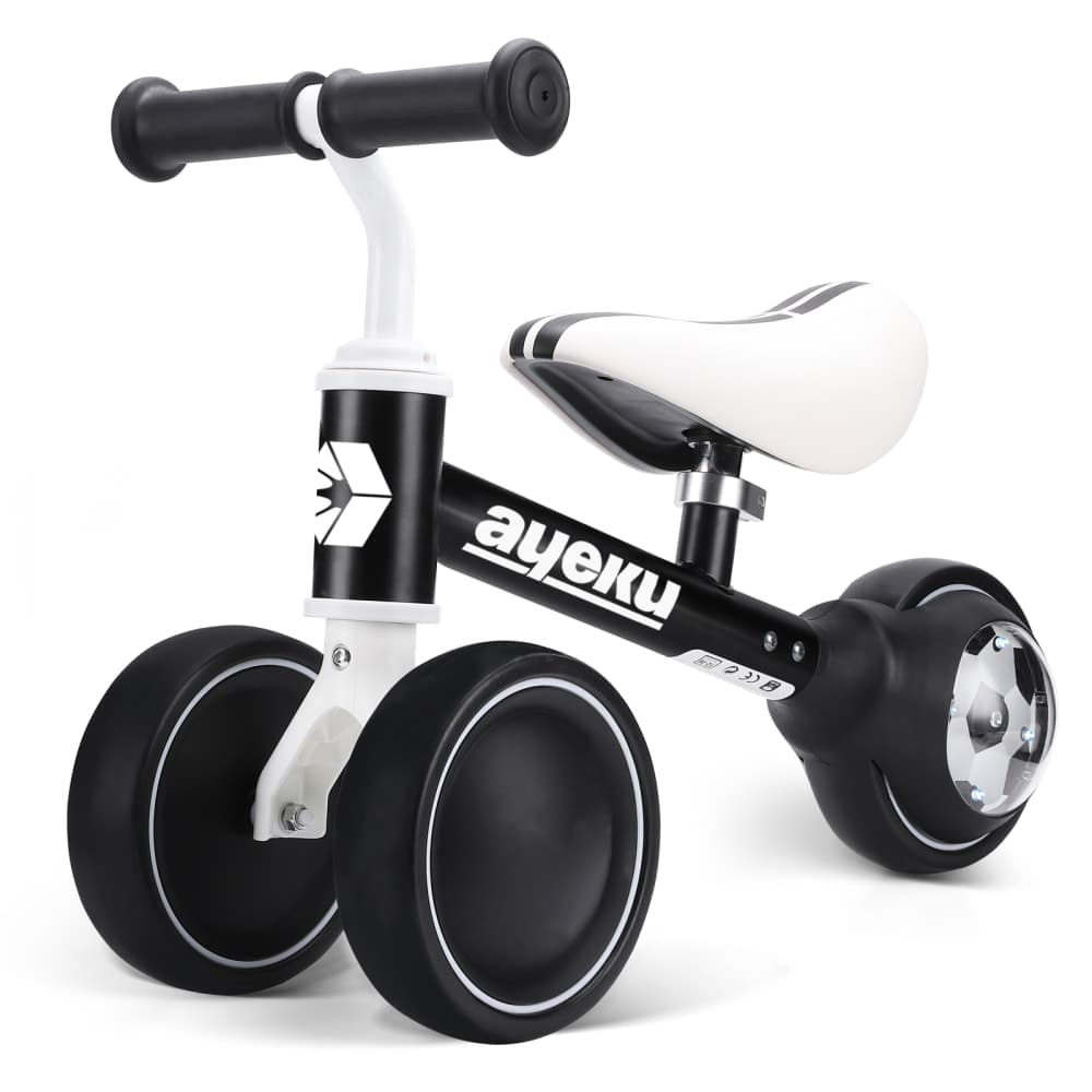 Vélo d’équilibre Football LED, 36cm, Noir