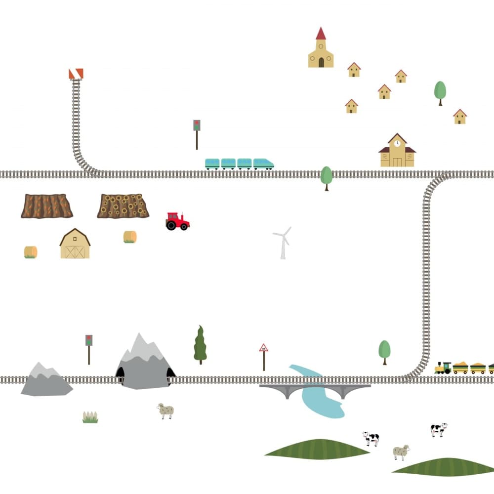 Stickers muraux gre frise enfant voyage en train autocollants