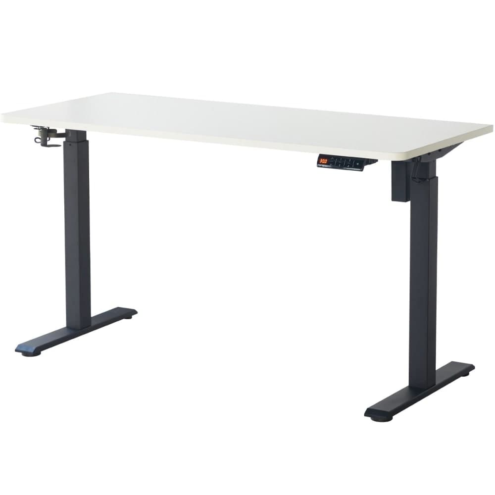 Bureau assis-debout électrique réglable 72-120 cm - ports USB - blanc