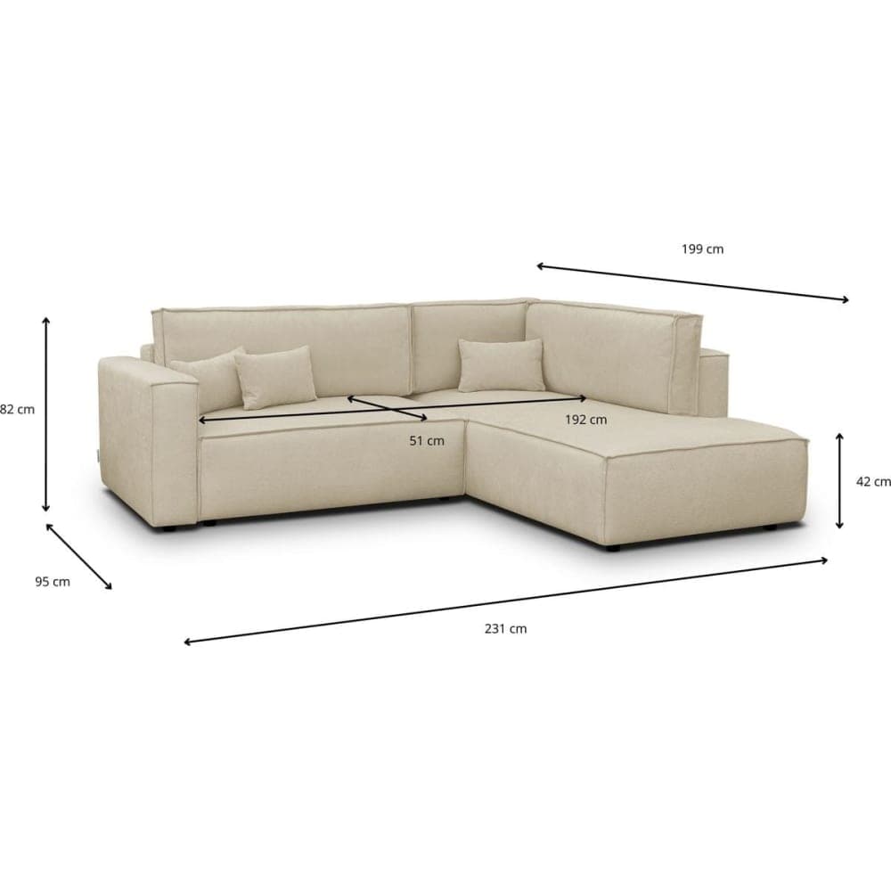 Canapé d'angle droit ouvert convertible 3 pl., chenille beige foncé - image 3