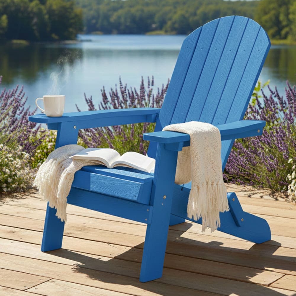 Chaise Adirondack accoudoirs, plastique, bleu, 84,5x77x95,5 cm - image 3