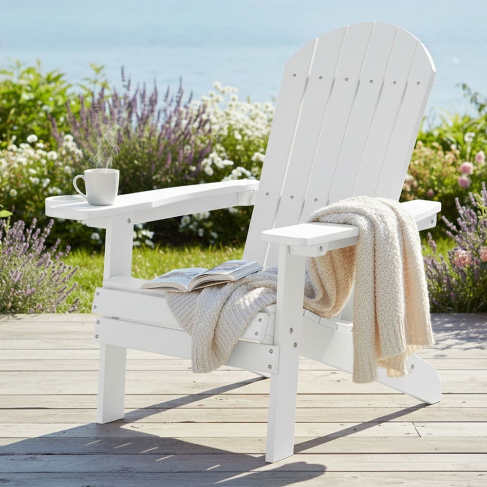 Chaise Adirondack accoudoirs, plastique, white, 84,5x77x95,5 cm - image 3