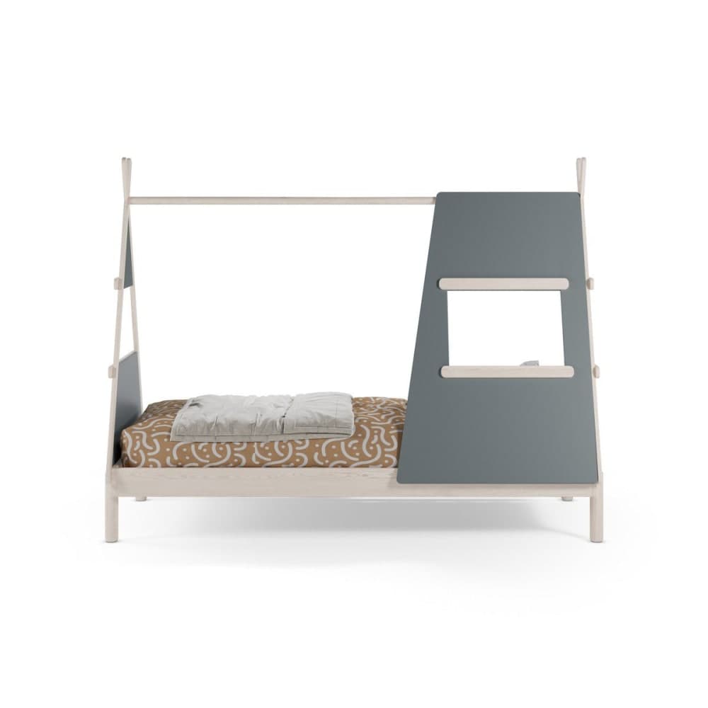 Lit cabane couchage 90x200 cm avec fenêtre intégrée - Vert