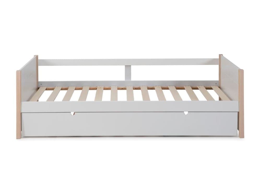 Lit gigogne pin naturel clair, blanc 90 x 190 cm