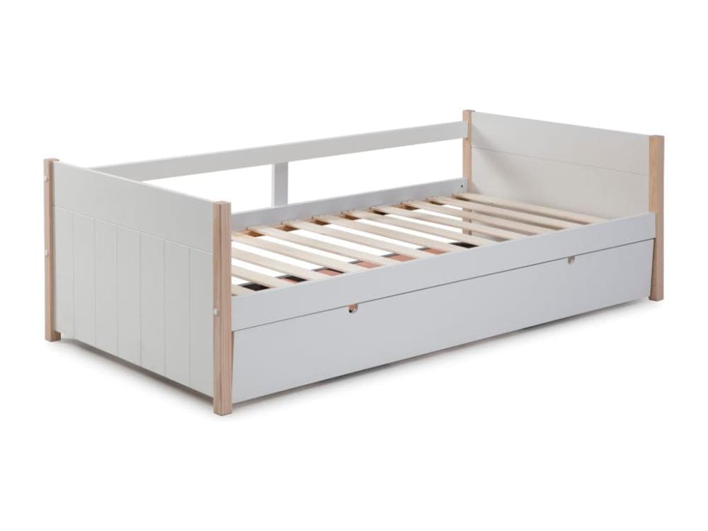 Lit gigogne pin naturel clair, blanc 90 x 190 cm - image 3