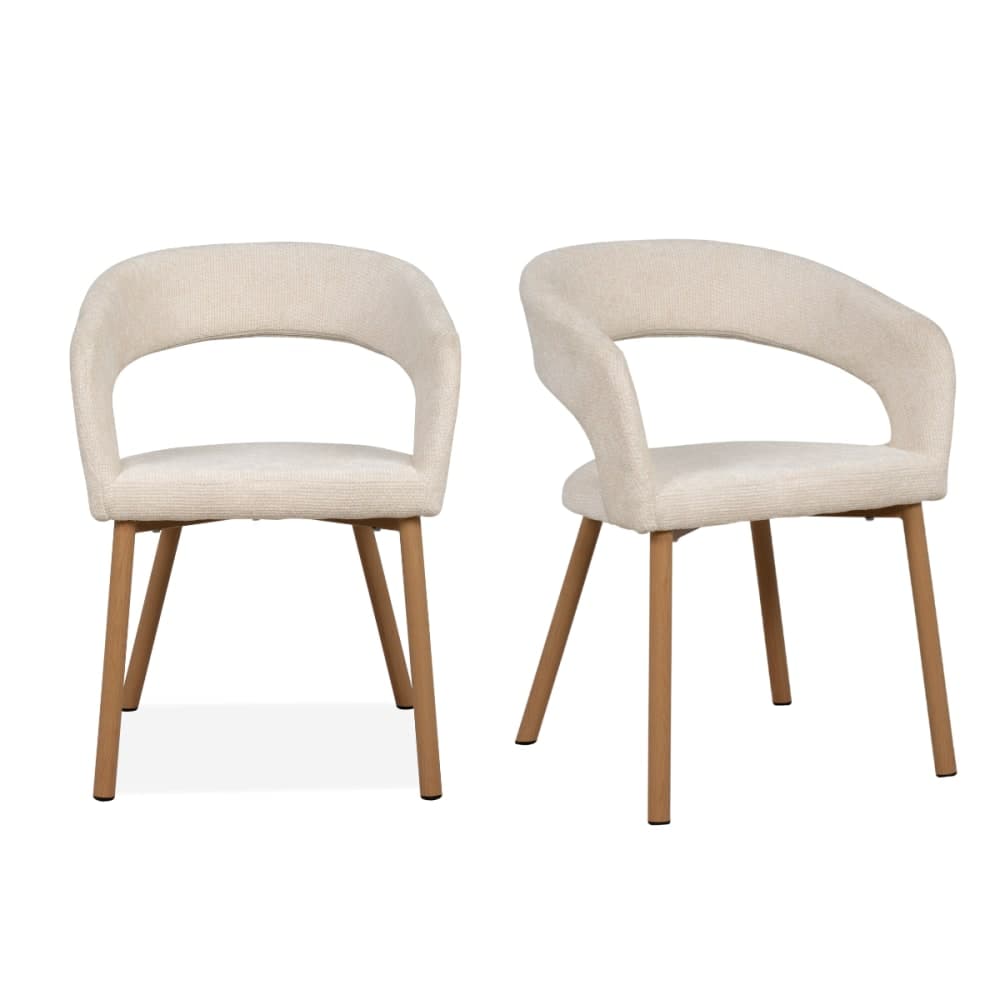 Lot de 2 chaises en tissu H60 cm - Blanc